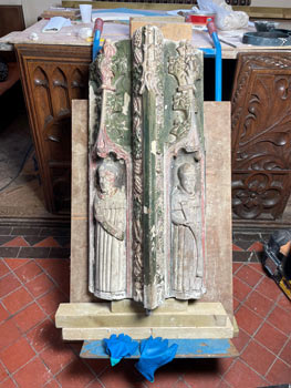 Pulpit restoration in progress