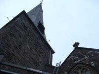 Repairing the weather vane on St James Church